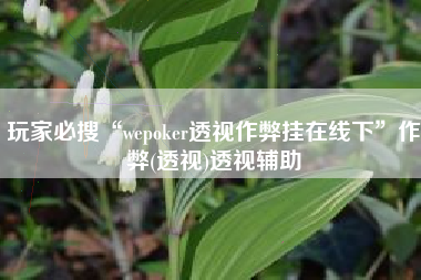 玩家必搜“wepoker透视作弊挂在线下”作弊(透视)透视辅助
