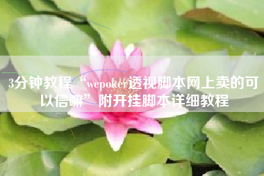 3分钟教程“wepoker透视脚本网上卖的可以信嘛	”附开挂脚本详细教程