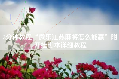 3分钟教程“微乐江苏麻将怎么能赢”附开挂脚本详细教程