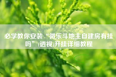 必学教你安装“微乐斗地主自建房有挂吗”(透视)开挂详细教程