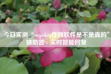 今日实测“wepoker作弊软件是不是真的”辅助器 - 实时智能回复 今日实测“wepoker作弊软件是不是真的”辅助器 - 实时智能回复