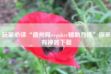 玩家必读“德州局wepoker辅助方法”原来有神器下载
