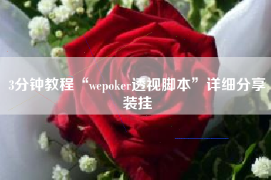 3分钟教程“wepoker透视脚本	”详细分享装挂
