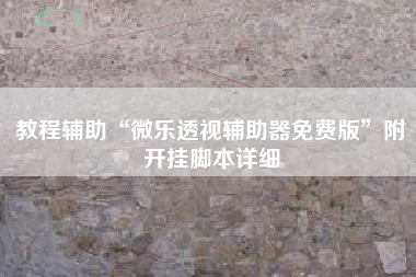 教程辅助“微乐透视辅助器免费版”附开挂脚本详细