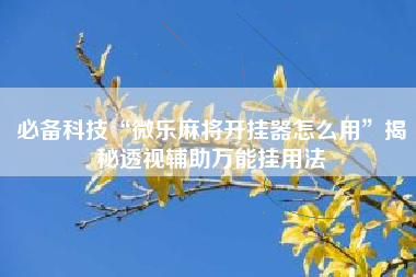 必备科技“微乐麻将开挂器怎么用”揭秘透视辅助万能挂用法 必备科技“微乐麻将开挂器怎么用”揭秘透视辅助万能挂用法