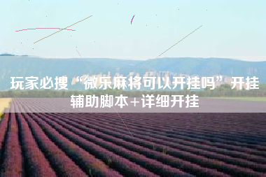 玩家必搜“微乐麻将可以开挂吗”开挂辅助脚本+详细开挂