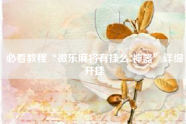 必看教程“微乐麻将有挂么 神器”详细开挂