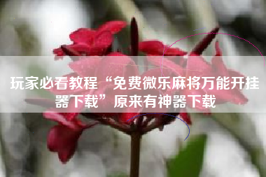 玩家必看教程“免费微乐麻将万能开挂器下载	”原来有神器下载