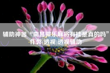 辅助神器“南昌微乐麻将有挂是真的吗”作弊(透视)透视辅助