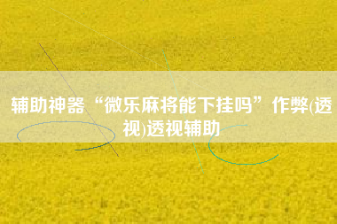 辅助神器“微乐麻将能下挂吗	”作弊(透视)透视辅助