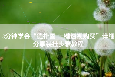 3分钟学会“德扑圈 一键透视购买”详细分享装挂步骤教程