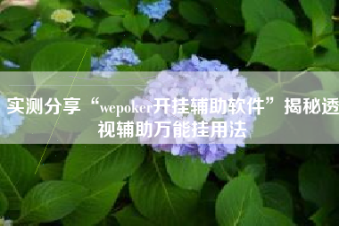 实测分享“wepoker开挂辅助软件”揭秘透视辅助万能挂用法