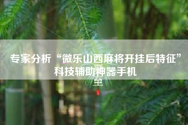 专家分析“微乐山西麻将开挂后特征”科技辅助神器手机