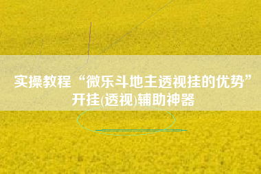 实操教程“微乐斗地主透视挂的优势”开挂(透视)辅助神器