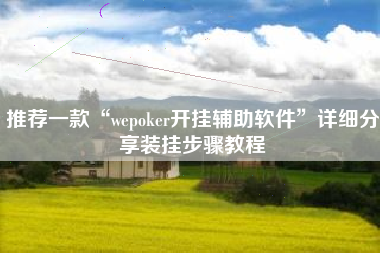 推荐一款“wepoker开挂辅助软件	”详细分享装挂步骤教程
