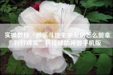 实操教程“微乐斗地主亲友房怎么能拿到好牌呢	”科技辅助神器手机版