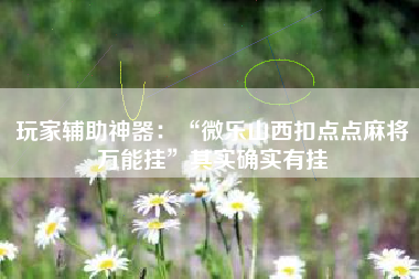 玩家辅助神器：“微乐山西扣点点麻将万能挂	”其实确实有挂