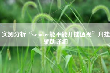 实测分析“wepoker能不能开挂透视”开挂辅助详细