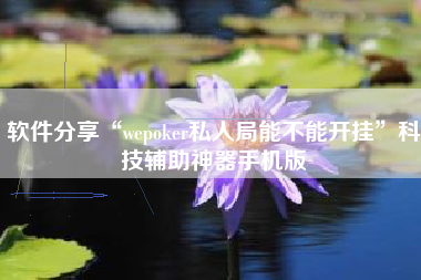 软件分享“wepoker私人局能不能开挂	”科技辅助神器手机版