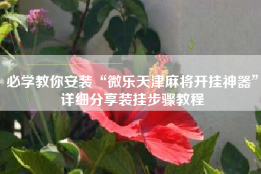 必学教你安装“微乐天津麻将开挂神器”详细分享装挂步骤教程