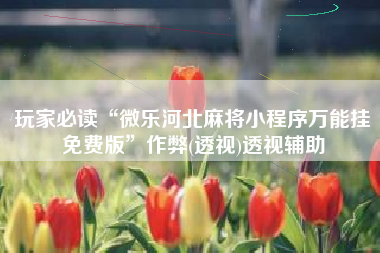 玩家必读“微乐河北麻将小程序万能挂免费版”作弊(透视)透视辅助