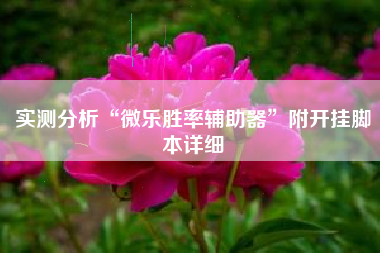 实测分析“微乐胜率辅助器”附开挂脚本详细 实测分析“微乐胜率辅助器”附开挂脚本详细