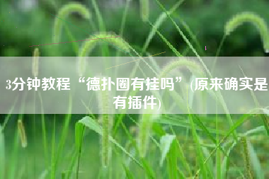 3分钟教程“德扑圈有挂吗”(原来确实是有插件)