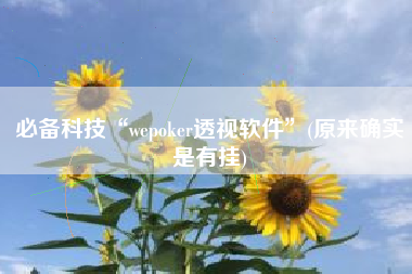 必备科技“wepoker透视软件”(原来确实是有挂)
