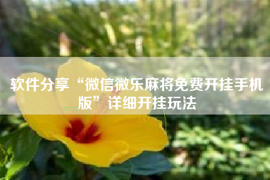 软件分享“微信微乐麻将免费开挂手机版”详细开挂玩法