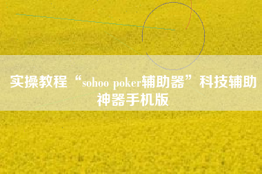 实操教程“sohoo poker辅助器	”科技辅助神器手机版