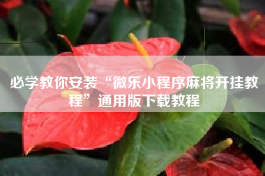 必学教你安装“微乐小程序麻将开挂教程”通用版下载教程