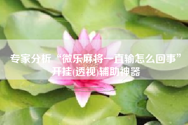 专家分析“微乐麻将一直输怎么回事”开挂(透视)辅助神器