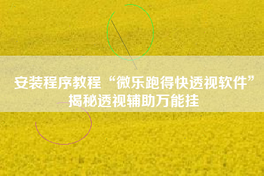 安装程序教程“微乐跑得快透视软件”揭秘透视辅助万能挂
