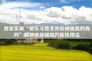 独家实测“微乐斗地主外卦神器真的有吗”揭秘透视辅助万能挂用法