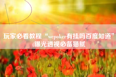 玩家必看教程“wepoker有挂吗百度知道”(曝光透视必备猫腻