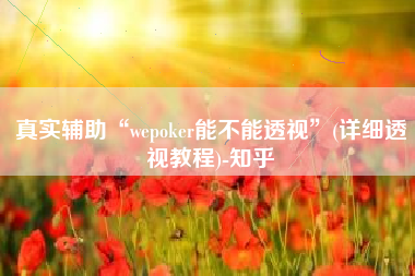 真实辅助“wepoker能不能透视	”(详细透视教程)-知乎