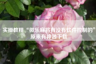 实操教程“微乐麻将有没有软件控制的”原来有神器下载