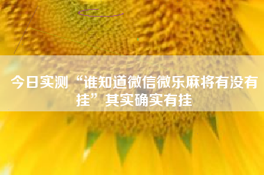 今日实测“谁知道微信微乐麻将有没有挂”其实确实有挂