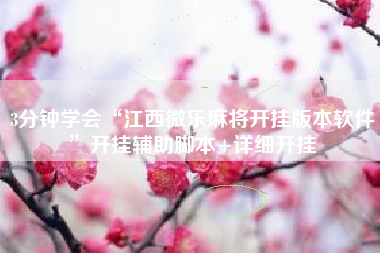 3分钟学会“江西微乐麻将开挂版本软件”开挂辅助脚本+详细开挂