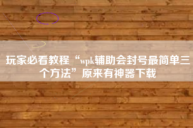 玩家必看教程“wpk辅助会封号最简单三个方法	”原来有神器下载