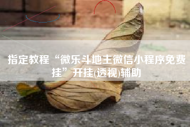 指定教程“微乐斗地主微信小程序免费挂”开挂(透视)辅助