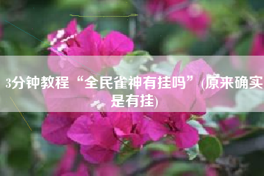 3分钟教程“全民雀神有挂吗	”(原来确实是有挂)