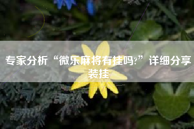 专家分析“微乐麻将有挂吗?”详细分享装挂