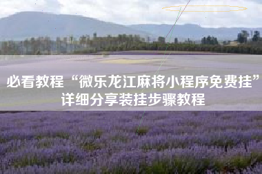 必看教程“微乐龙江麻将小程序免费挂”详细分享装挂步骤教程