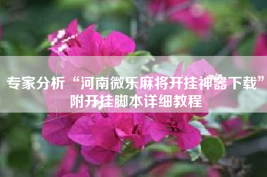 专家分析“河南微乐麻将开挂神器下载”附开挂脚本详细教程