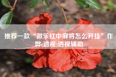 推荐一款“微乐红中麻将怎么开挂	”作弊(透视)透视辅助