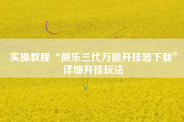 实操教程“微乐三代万能开挂器下载”详细开挂玩法
