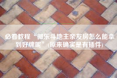 必看教程“微乐斗地主亲友房怎么能拿到好牌呢”(原来确实是有插件)