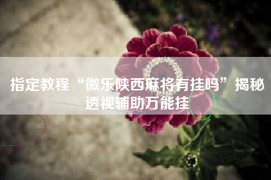 指定教程“微乐陕西麻将有挂吗	”揭秘透视辅助万能挂